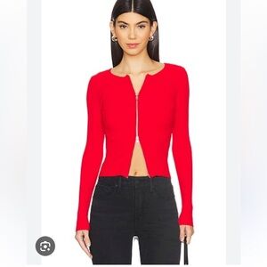 EUC ALEXANDRER WANG 2x2 rib zip RIBBED CARDIGAN